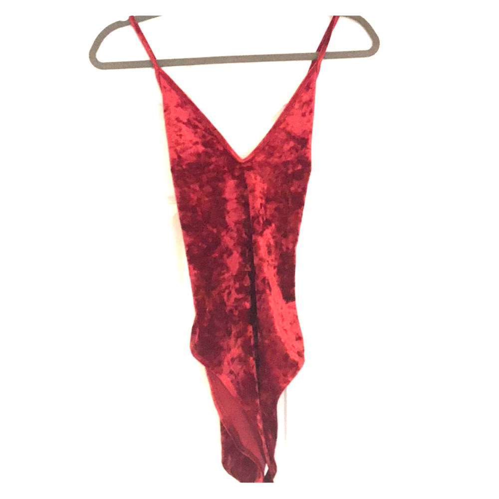 Cross back crushed velvet bodysuit